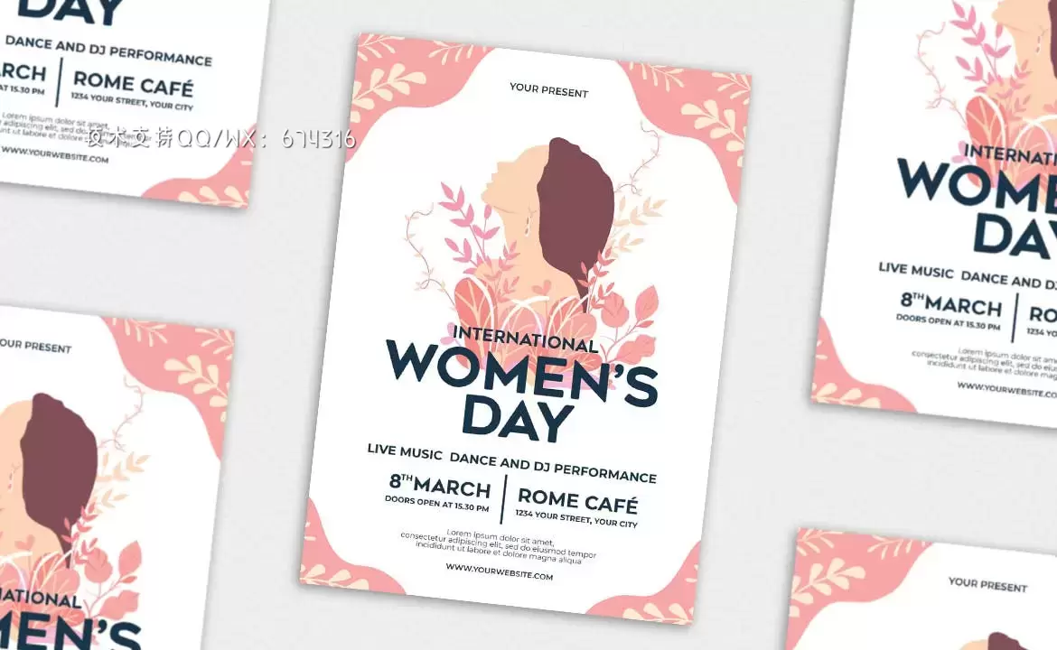 简约清新简约38妇女节母亲节海报设计模板-AI，EPS，PSD插图3
