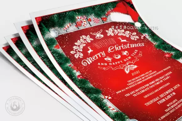 装饰元素圣诞派对邀请海报设计模板v6插图