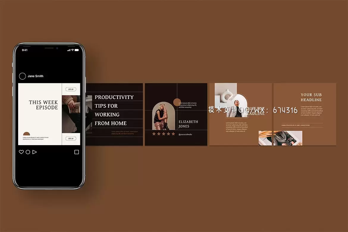 高端时尚优雅简约Instagram社交媒体banner海报设计模板-AI，PSD插图2