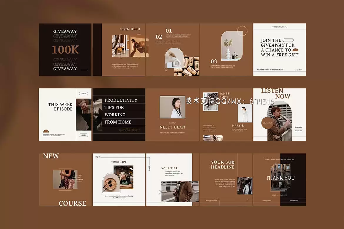 高端时尚优雅简约Instagram社交媒体banner海报设计模板-AI，PSD插图3