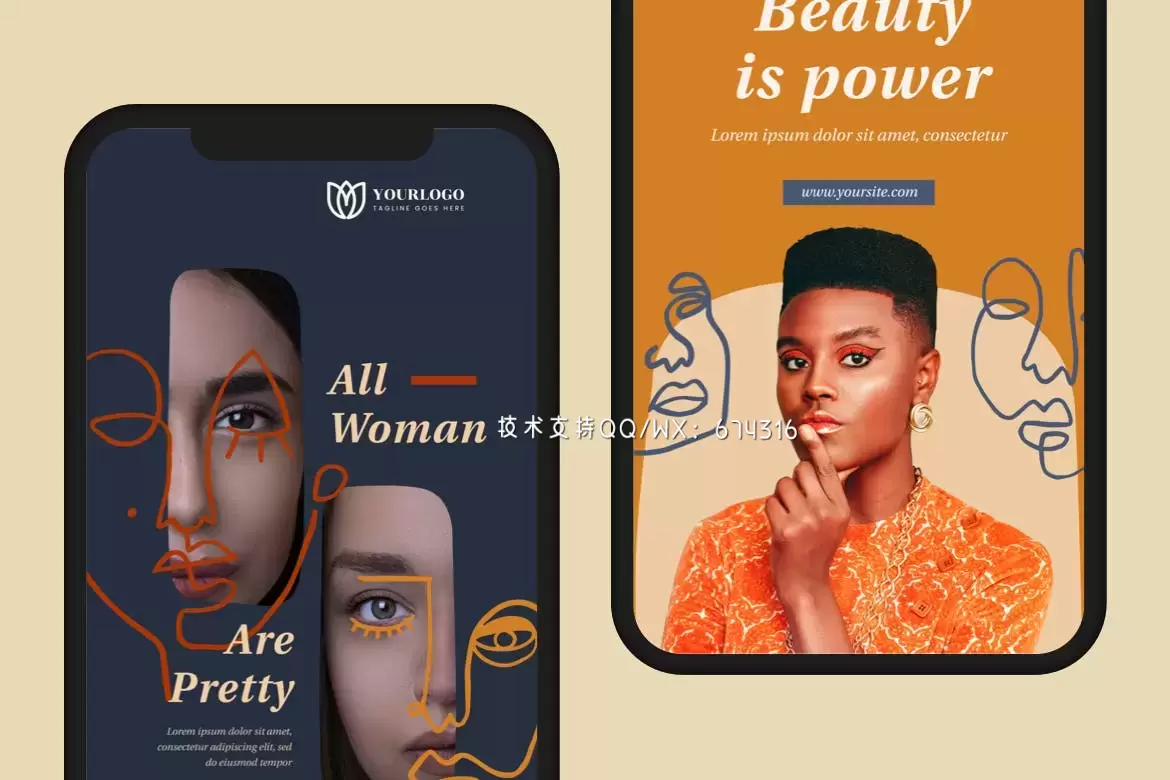 优雅高端简约时尚Instagram社交媒体banner海报设计模板集合-AI，PSD插图1