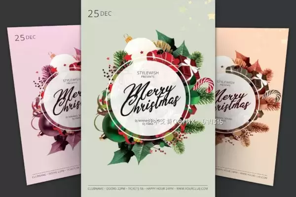 新鲜的圣诞节广告海报模板下载（PSD）免费下载