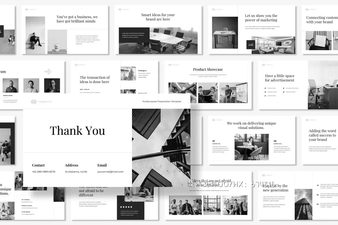 🔴时尚高端简约专业的高品质创意数字机构powerpoint幻灯片演示模板（pptx）插图1