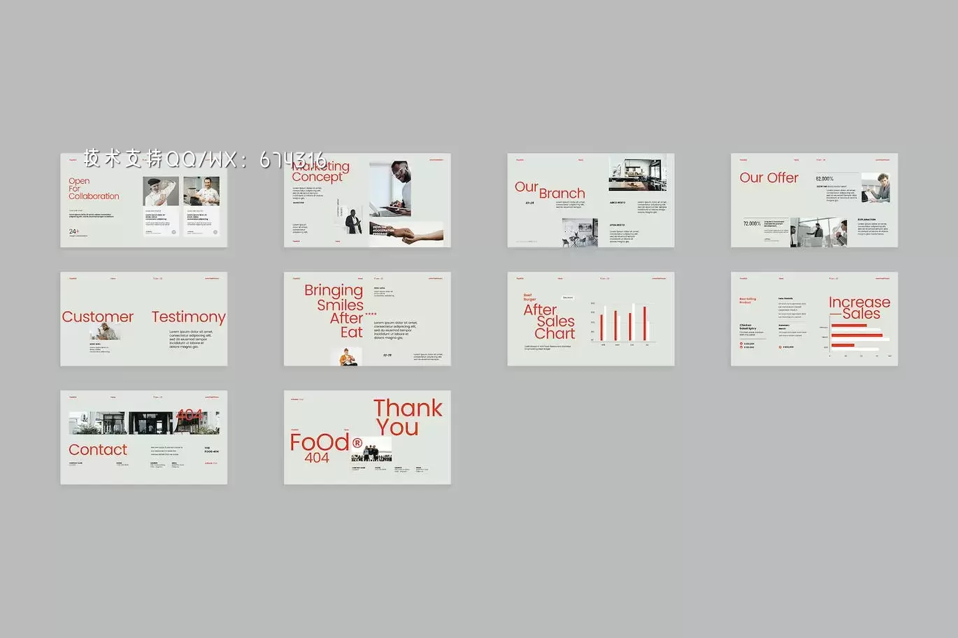 🔴时尚高端清新优雅多用途的高品质饭店餐厅餐饮powerpoint幻灯片演示模板（pptx）插图2