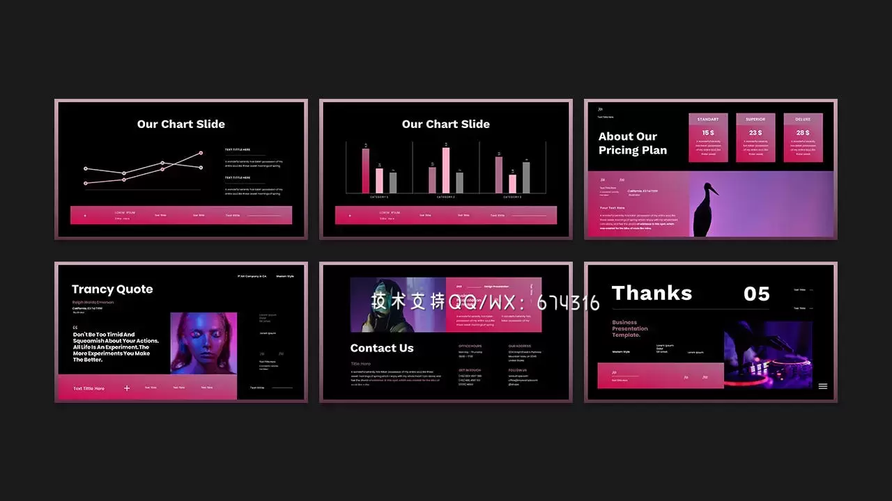 🔴时尚高端配色的高品质商业商务演示powerpoint幻灯片演示模板（pptx）插图4