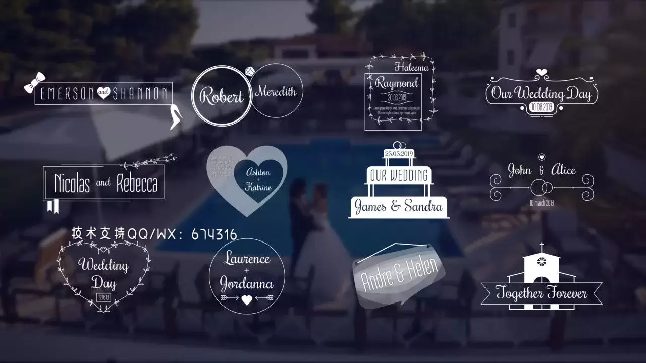专业且流畅的婚礼标题PR模板视频下载（含音频）插图