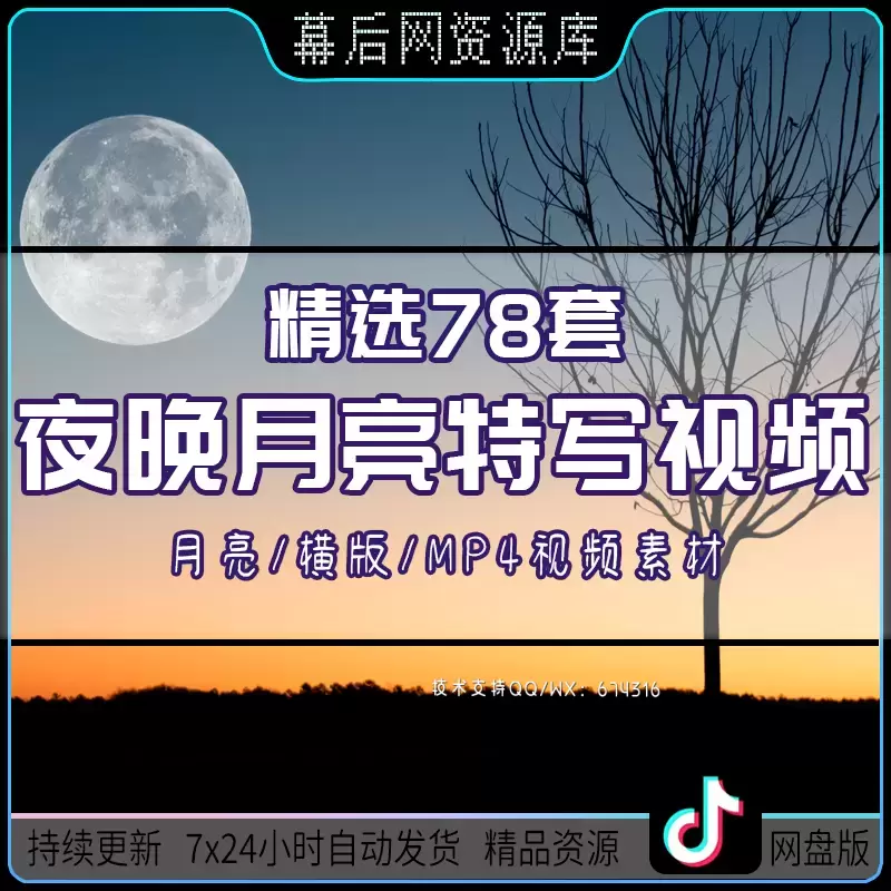 78+套夜空月亮圆月大月亮随风飘动短视频素材打包插图