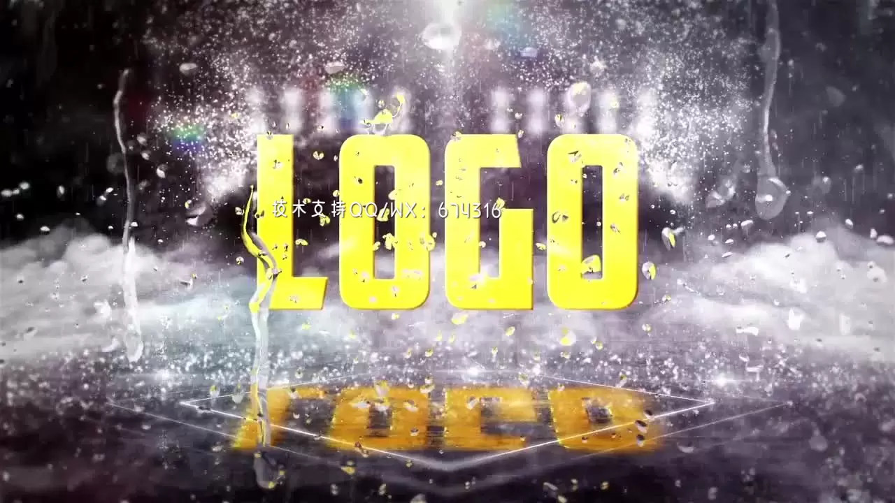 酷炫独特的下雨玻璃展示LOGO标志AE模板视频下载