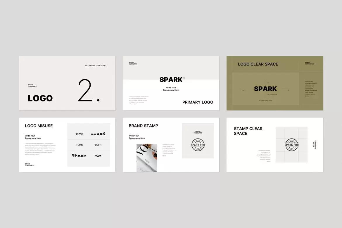 时尚高端专业的高品质品牌手册指南VI设计powerpoint幻灯片演示模板（pptx）插图6