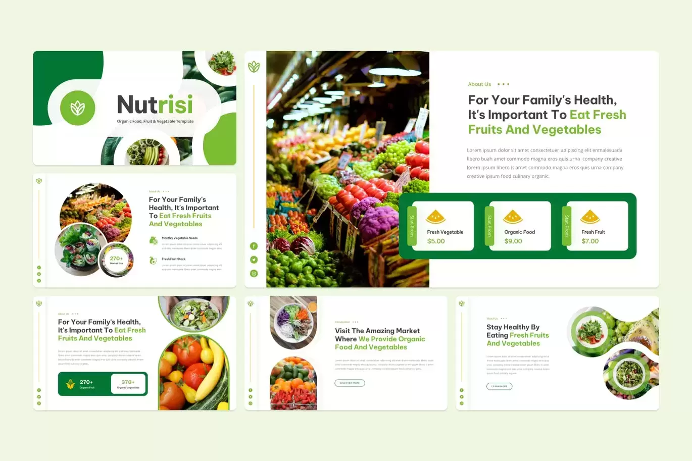 时尚高端清新有机食品绿色健康食品水果蔬菜powerpoint幻灯片演示模板（pptx）插图4