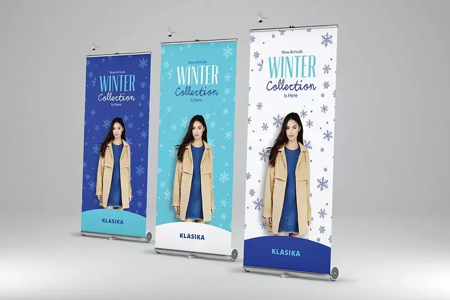 冬季风格的易拉宝模板 Winter Fashion Roll-Up Banner 1插图1