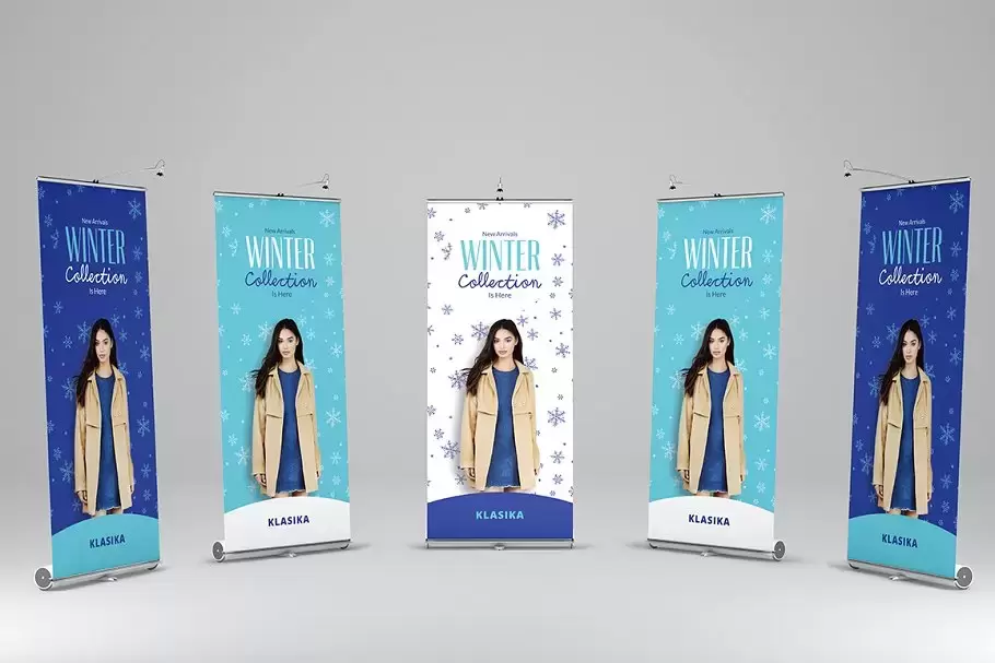 冬季风格的易拉宝模板 Winter Fashion Roll-Up Banner 1插图2