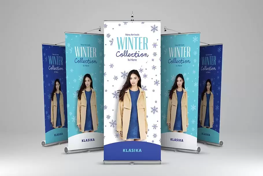 冬季风格的易拉宝模板 Winter Fashion Roll-Up Banner 1插图3
