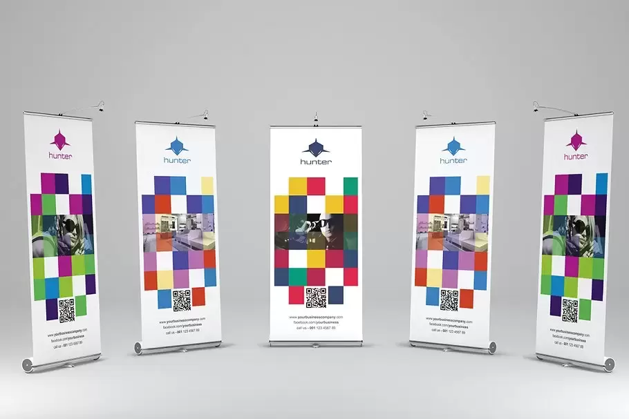 像素风格的易拉宝海报广告设计模版 Pixel – Roll-Up Banner  1插图2