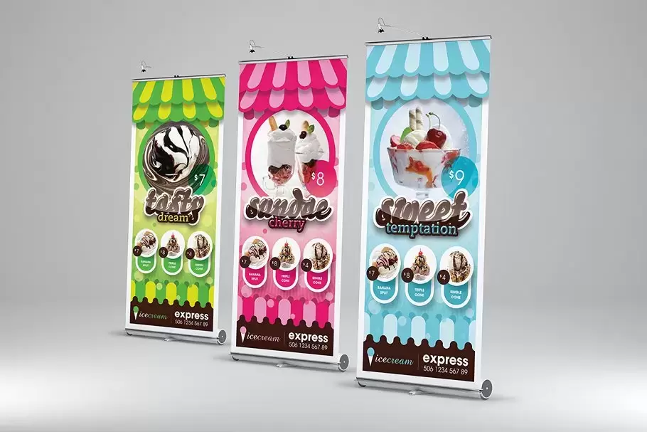 冰淇淋易拉宝模版 My Ice Cream – Roll-Up Banner插图1