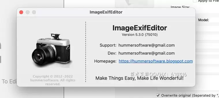 [MAC]ImageExifEditor for Mac(图像Exif编辑工具) v5.3.0免激活版 支持Apple M1/M2 芯片插图1
