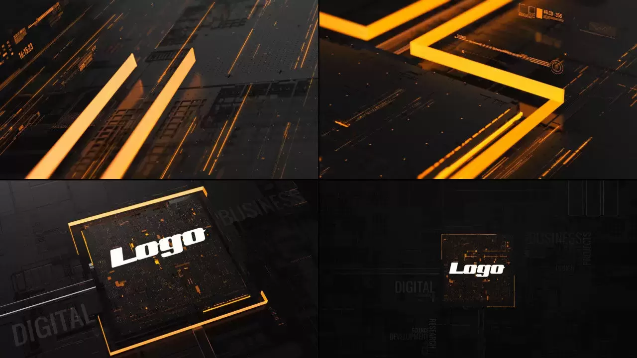 带有科幻高科技高科技元素的数字LOGO标志AE模板视频下载(含音频)插图
