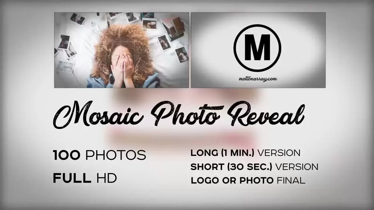 外观时尚的马赛克照片/LOGO标志展示Pr视频模板视频下载(含音频)