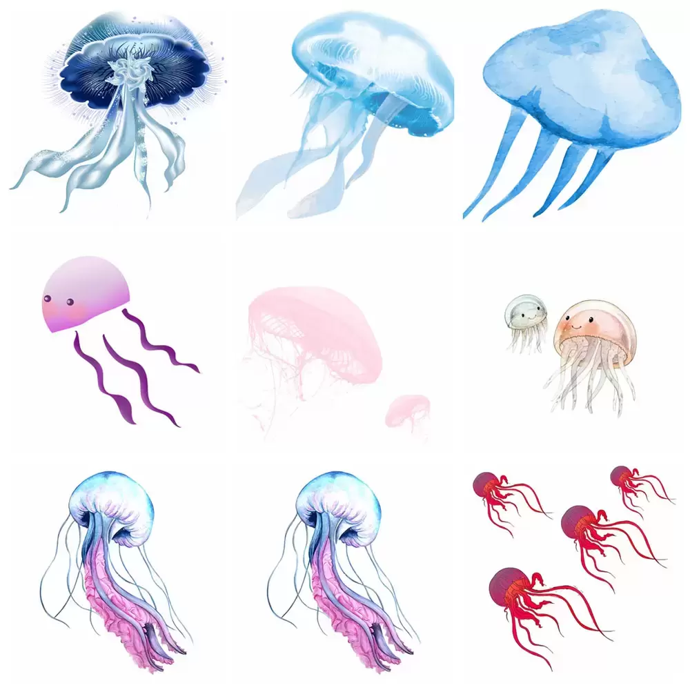 86款可爱水彩水母PNG免抠图素材插图29