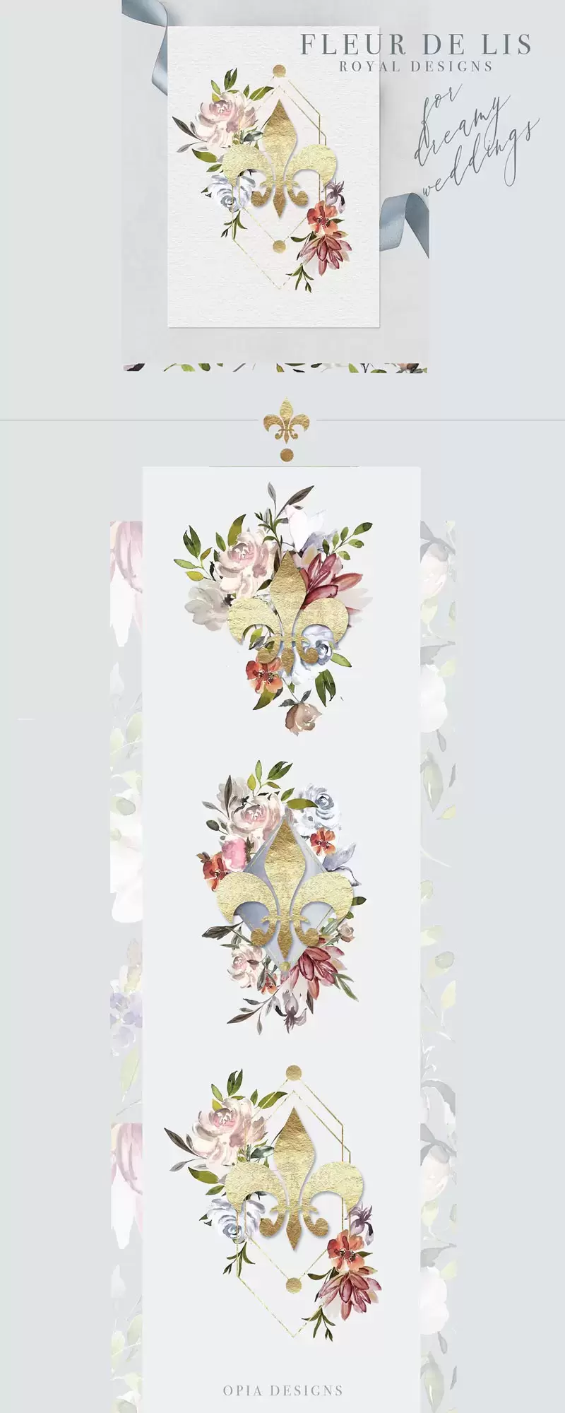 皇家花卉图案花环艺术字母PNG免抠图插图4