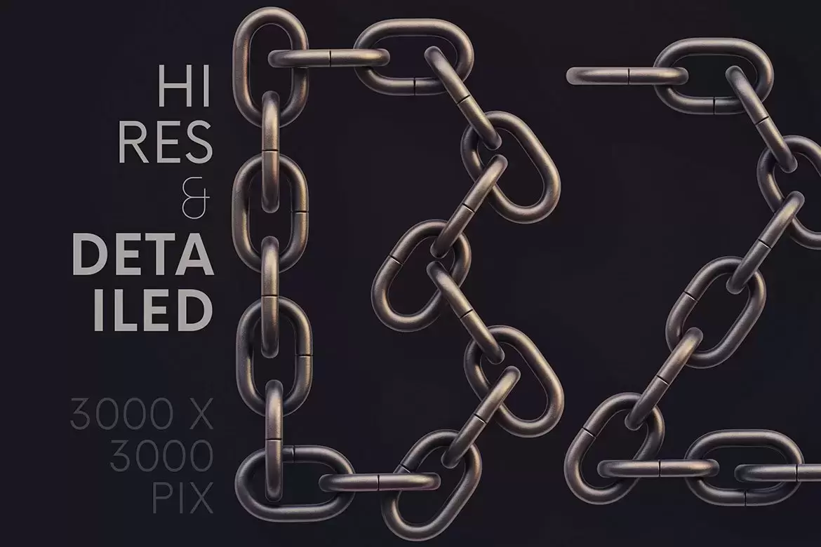 铁链3D金属英文艺术字PNG免抠图插图2