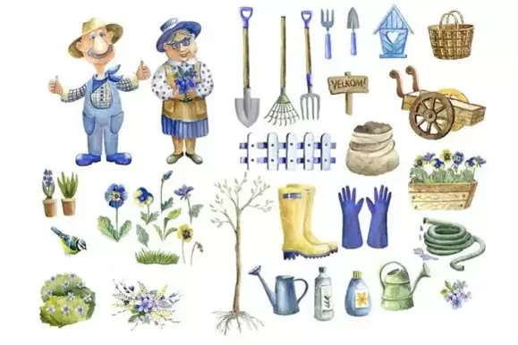36款春季花园园艺工具、绿化和园丁人物PNG免抠图插图2