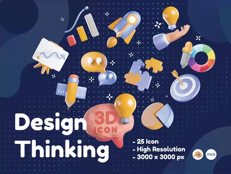 25个Design Thinking设计思维3D图标PNG免抠图插图1