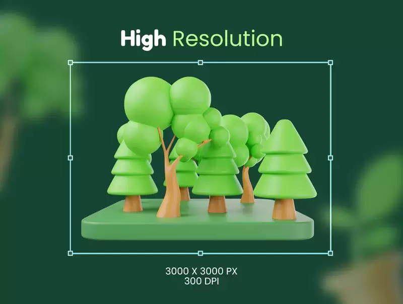20个盆栽植物大树3D自然图标3D/PNG免抠图插图3
