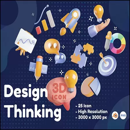 25个Design Thinking设计思维3D图标PNG免抠图插图