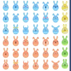 复活节可爱兔子的表情PNG免抠图透明素材