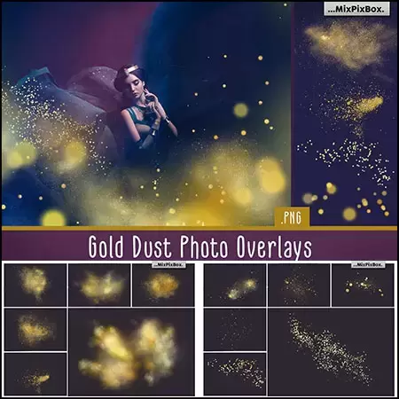 20款金色粉尘粒子Overlays叠加覆盖层插图