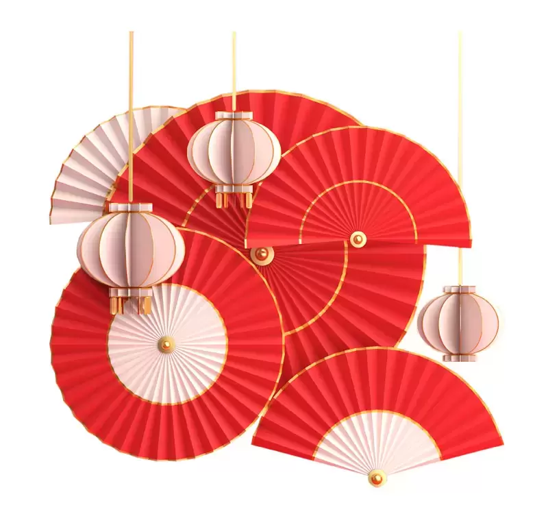 18款中国新年红包福袋扇子金币佛像PNG免抠图插图6
