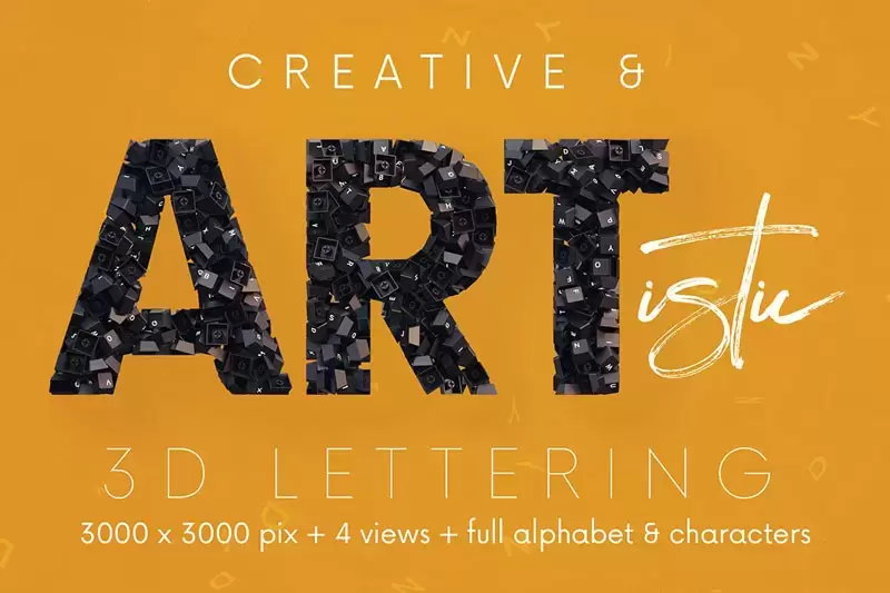 未来派3D渲染字母数字海报背景PNG免抠图插图7