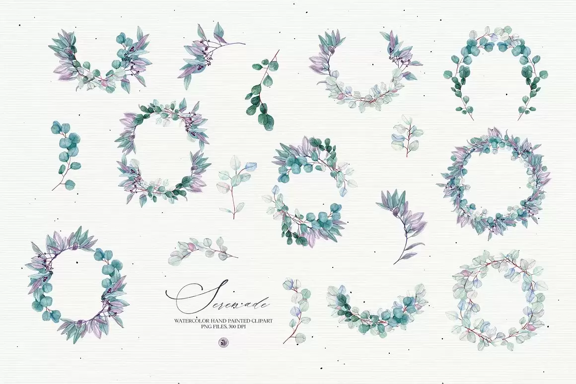 17款手绘水彩花卉框架和花圈PNG免抠图插图7