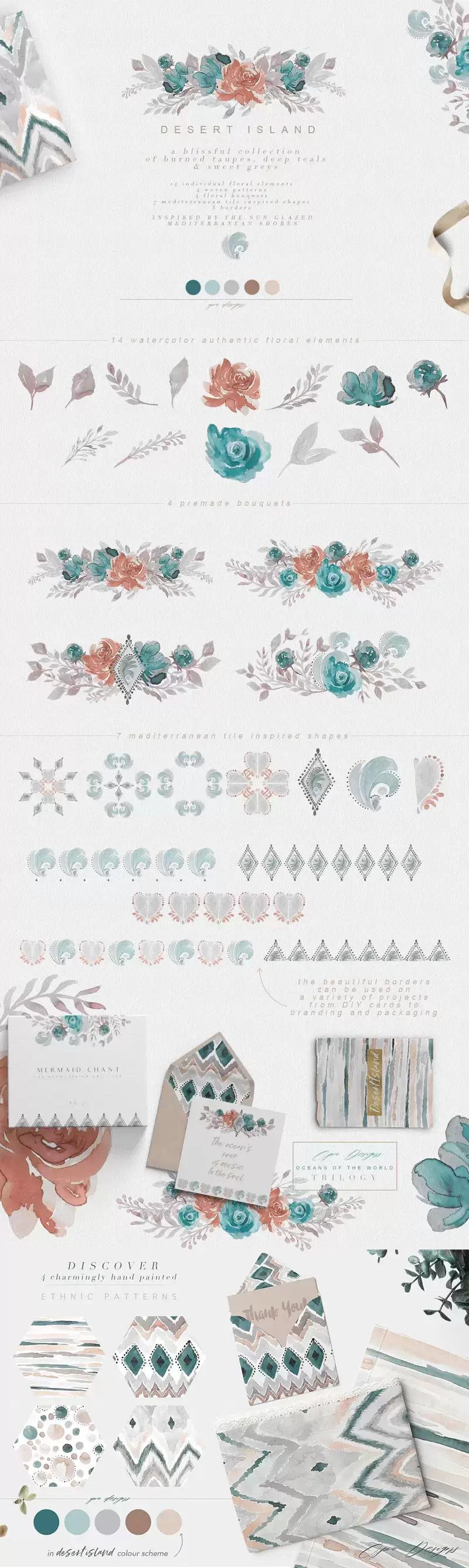 世界海洋生物花卉图案植物花圈等JPG/PNG免抠图插图2