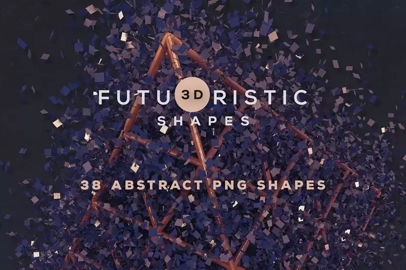 38个未来派3D创意抽象PNG免抠图插图2