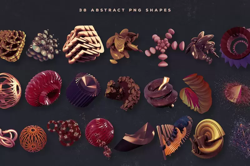 38个未来派3D创意抽象PNG免抠图插图7