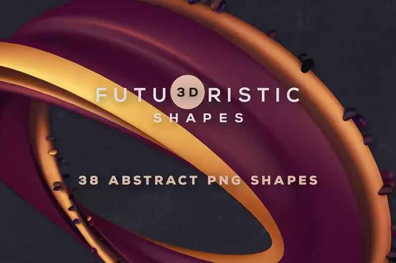38个未来派3D创意抽象PNG免抠图插图3