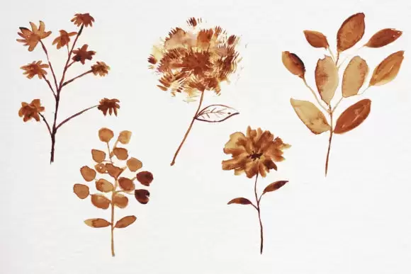 秋天秋季抽象水彩棕色叶子PNG免抠图插图13