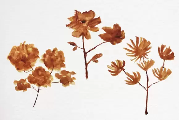 秋天秋季抽象水彩棕色叶子PNG免抠图插图9