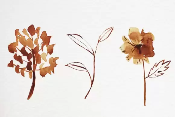 秋天秋季抽象水彩棕色叶子PNG免抠图插图11