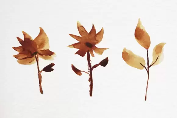 秋天秋季抽象水彩棕色叶子PNG免抠图插图10