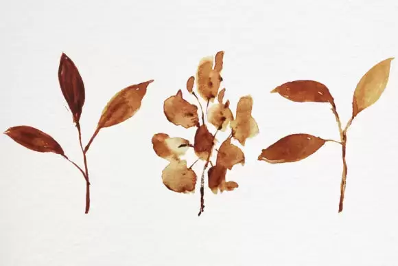 秋天秋季抽象水彩棕色叶子PNG免抠图插图6