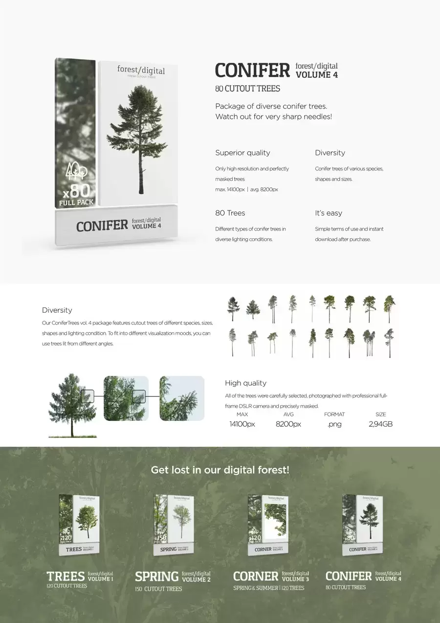 80P针叶树植物JPG/PNG免抠图素材插图3