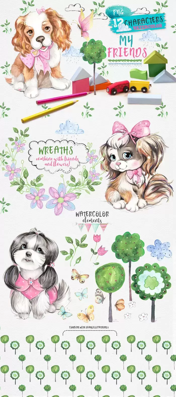 80款可爱动物童话世界元素水彩插图PNG免抠图插图18