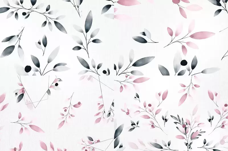 鸢尾花和玫瑰花装饰的字母和花环花枝等PNG免抠图插图12