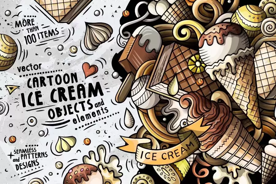 冰淇淋卡通涂鸦艺术创作PNG免抠图大礼包插图1