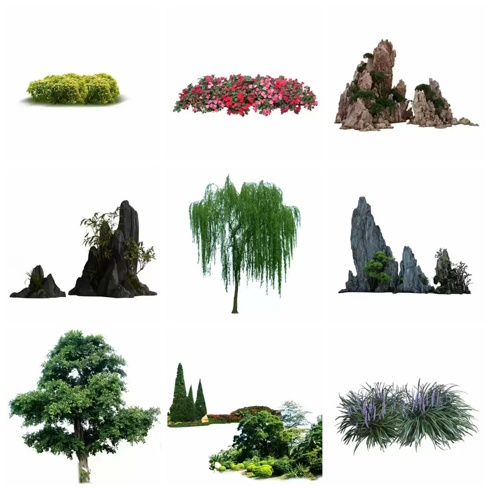 园林植物假山凉亭等PNG免抠图插图32