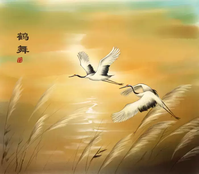 58款中国风仙鹤古风横版背景PNG免抠图插图2