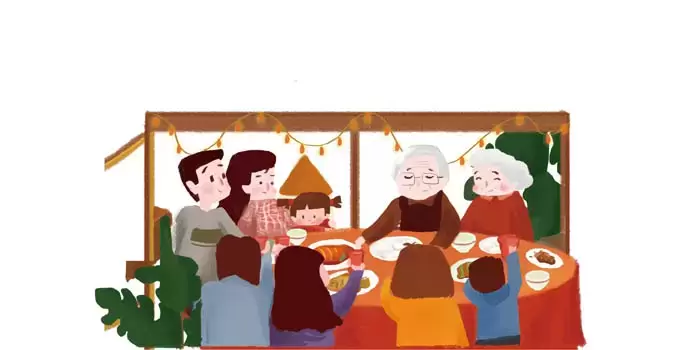 卡通年夜饭家庭聚餐家庭团圆人物PNG免抠图插图7